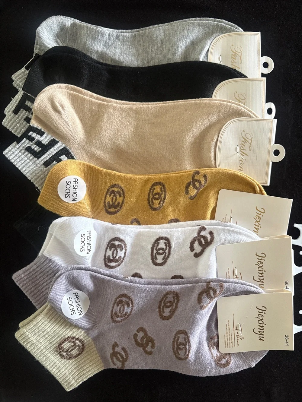 Women's Ankle Fashion Socks - Mixed Neutrals & Mustard Colors (6-Pack)